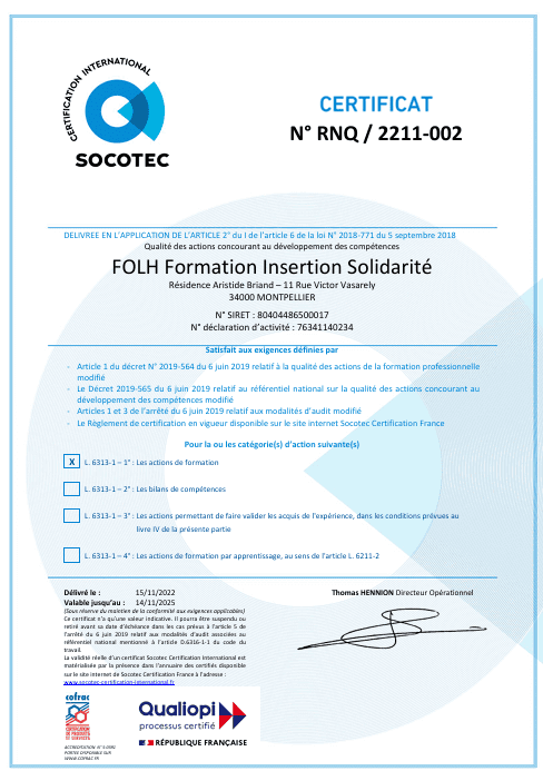 Le certificat Qualiopi